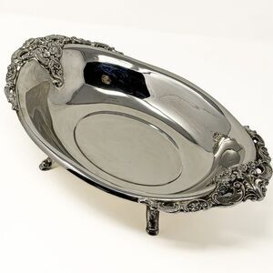 VTG Wallace Godinger Silverplate Oval Footed Serving Centerpiece 16" Ornate